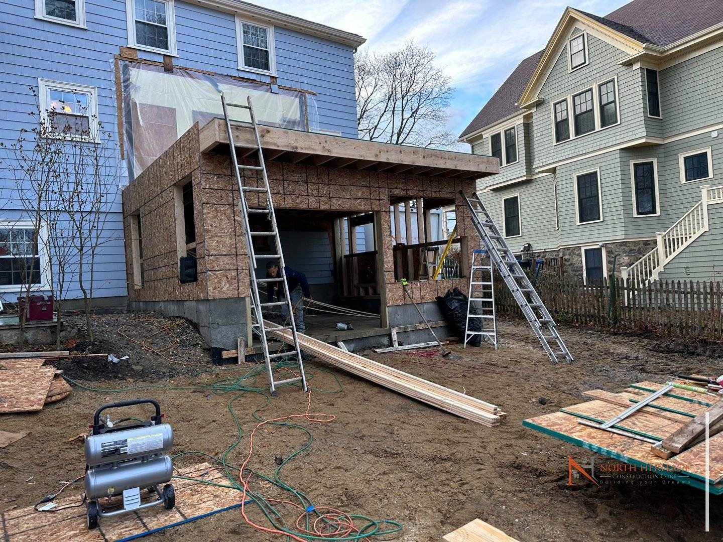 Arlington addition - structural framing stage 1