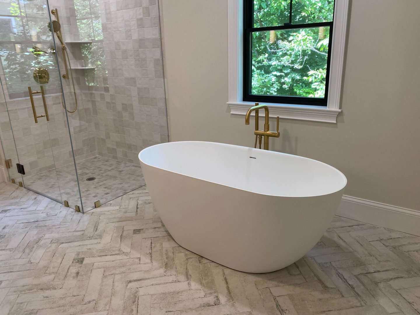 Master bathroom detail in Arlington custom home