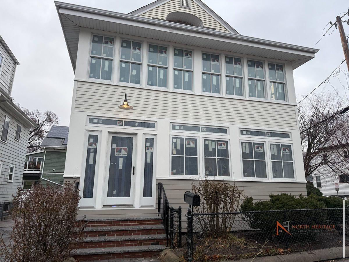 Completed two-story home addition in Somerville MA by North Heritage Construction