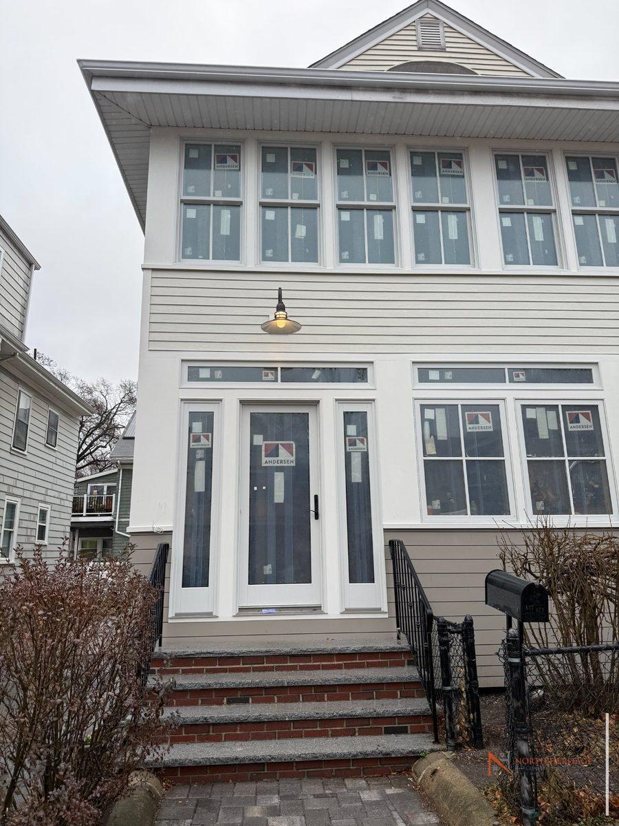 Andersen patio front door on Somerville MA home addition